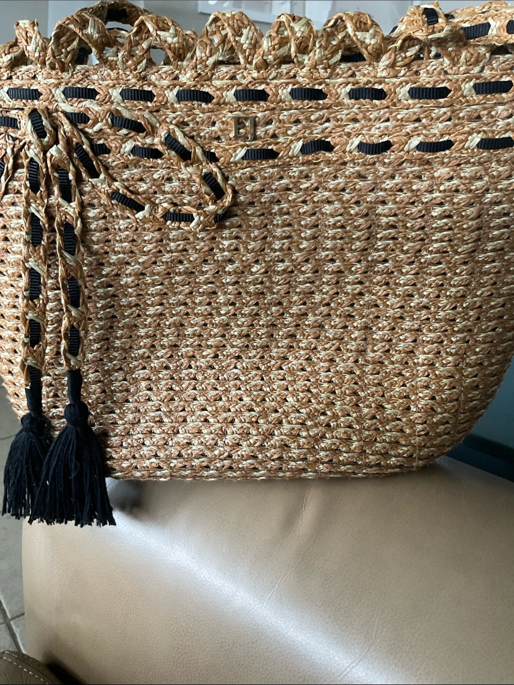 Eric Javits St. Tropez straw tote bag - Picture 4 of 7